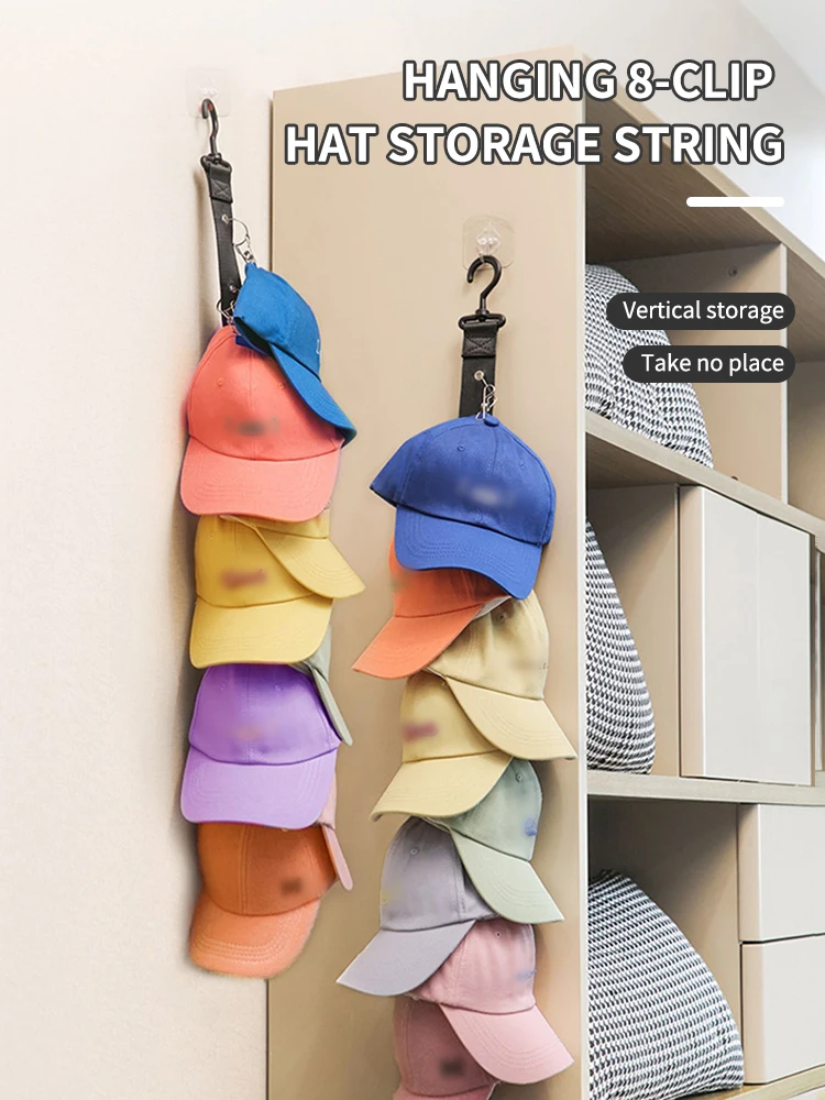 Description Picture 2 of item8-Clip Wall Storage Hat Hanging Tool Underwear Drying Rack Bedroom Wardrobe Duck Tongue Cap Storage Hook Rack Creative Home Stor