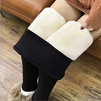 Femmes agneau polaire Leggings sans couture taille haute thermique hiver collants chauds solide extensible pantalons décontractés femme Streetwear survêtement 3