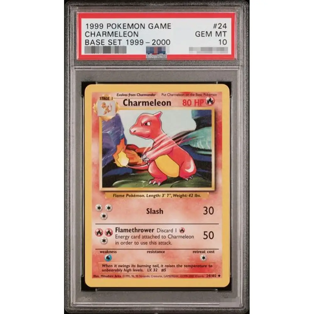 1999 PTCG DIY Proxy Graded Collection Kartenspiel Charmeleon Glurak Basis-Set 1999-2000 24/46 Gem MT 10 Holografisches Etikett Karte – Detail 3