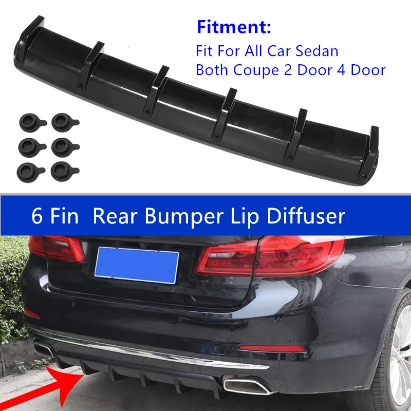 

Car Bumper Spoiler Lip 6 Fin Shark Universal Car Rear Bumper for BMW for Audi for VW Golf for Benz Car-styling Lip Diffuser Kit