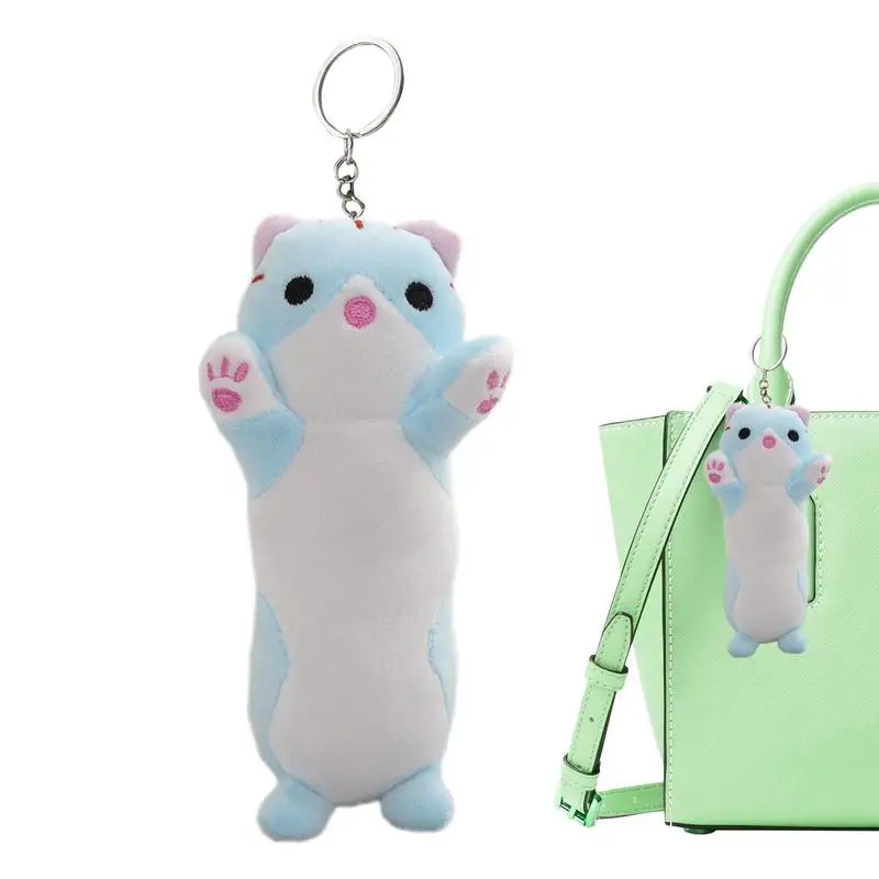 

Plush Cat Key Chain Soft Long Body Cats Doll Plush Toys Hangings Pendant 16cm Creative Detachable Doll Hangings For Car Keys