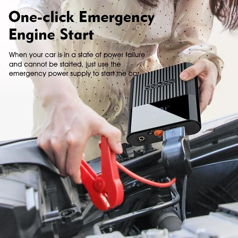 EAFC 2 in 1 Car Jump Starter & Inflator Pump with 1000A Power Bank Emergency Battery Boost Start Device with Anti-reverse Clip