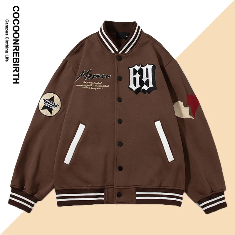 

Spring High Street Vintage Baseball Jacket Men Women Harajuku Patchwork Letter Embroidery Varsity Coat Casual Jackets Unisex