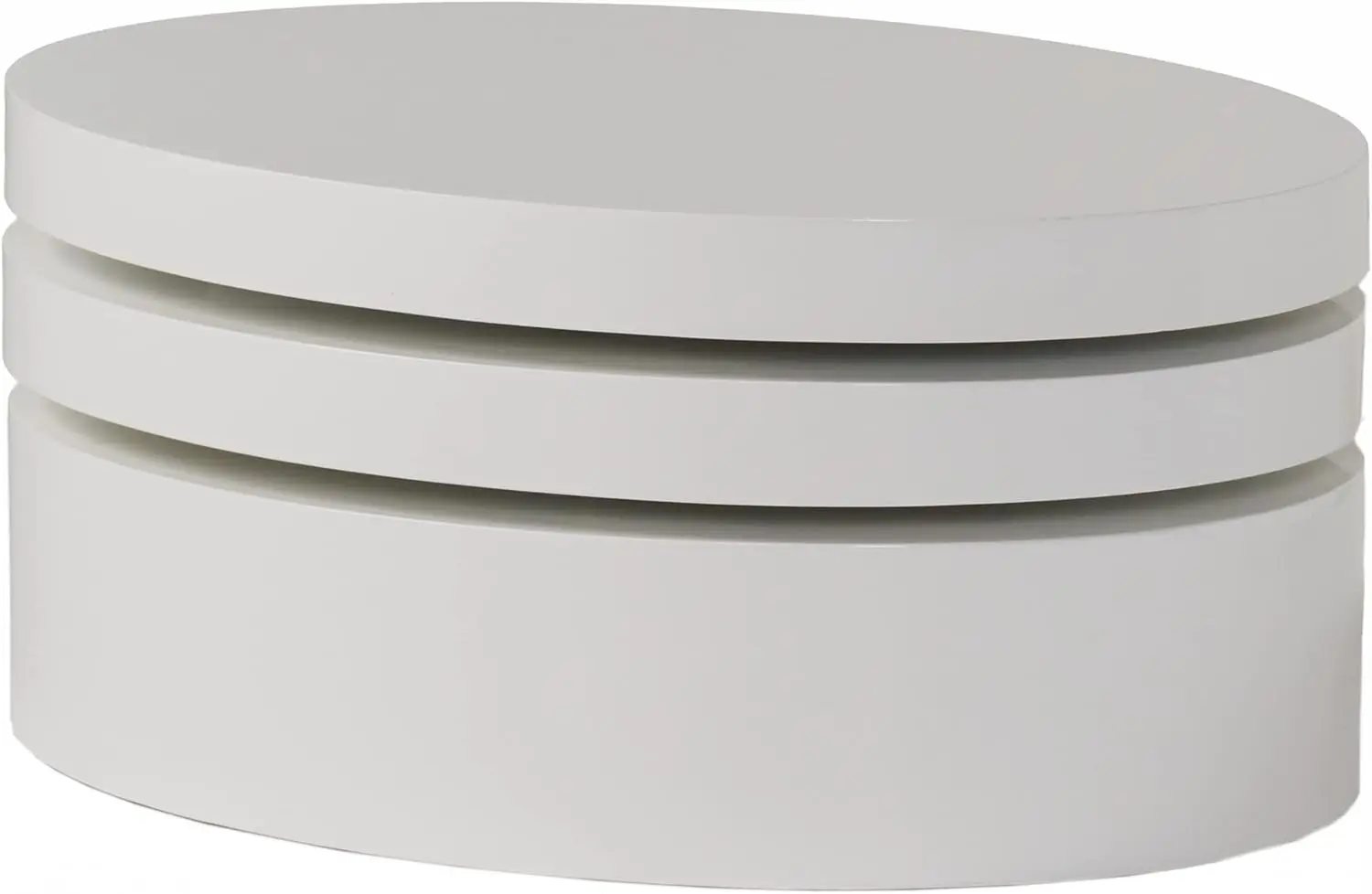 

Small Oval Mod Rotatable Coffee Table, Glossy White, 31.5D x 47.75W x 13H in