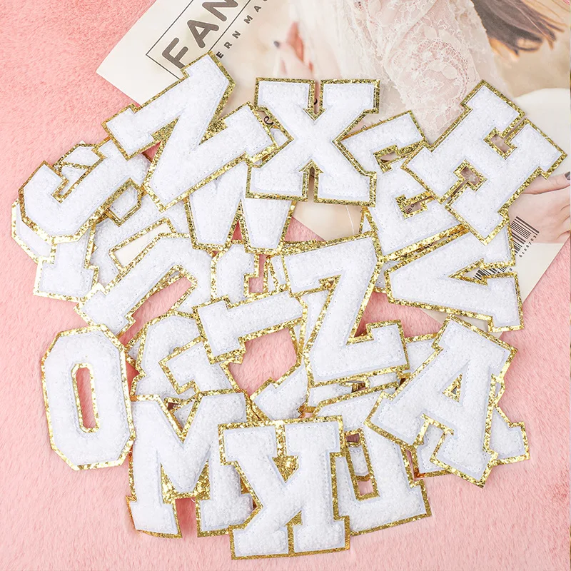 English Alphabet Letter Embroidery Patches Hot Melt Adhesive Sew On Brand Cloth Accessories Stickers Name Patches