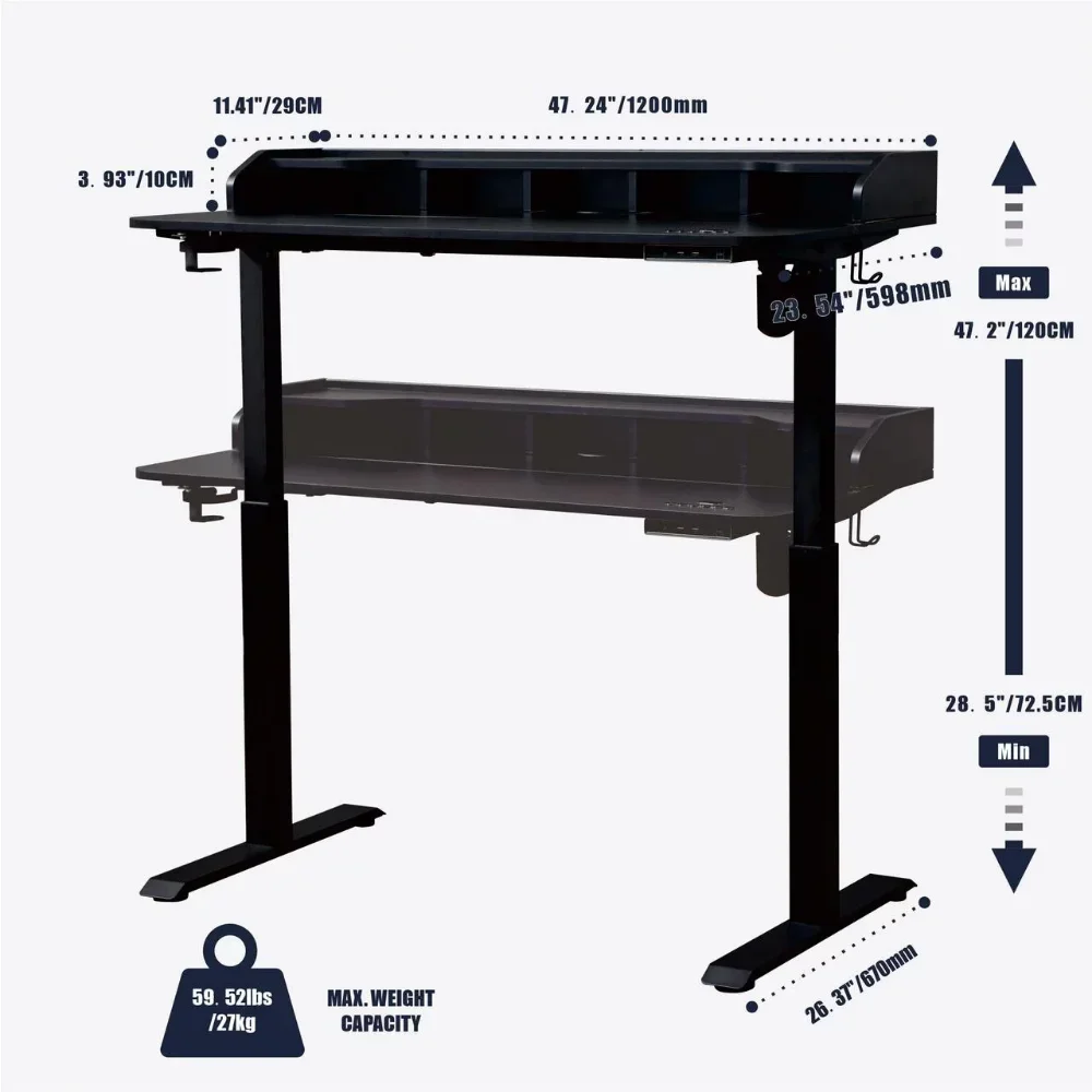 Description Picture 3 of itemHeight Adjustable Standing Desk with USB & Type C in Natural Wood Color home office computer desks