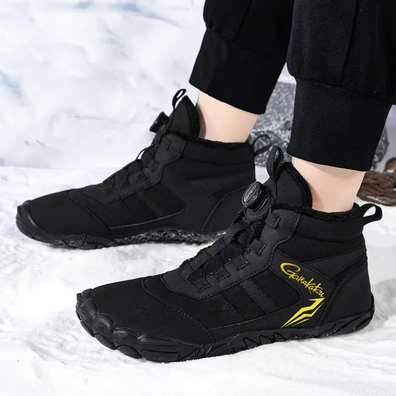 Men's Non-Slip Fleece Wading Shoes, Rubber Sole, Spiral Buckle, Waders, Snow, Warm, Winter, Size 40-46,