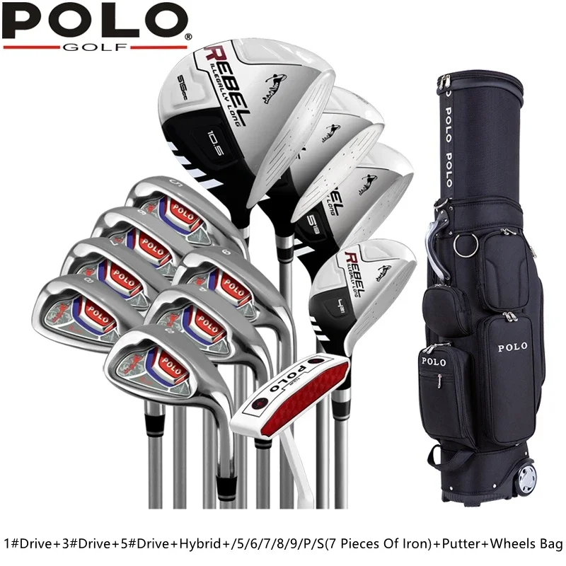 

POLO. MENS Man Men Golf Clubs Complete Golf Sets Men Golf Clubs Full Set Carbon Shaft Graphite with Wheels Bag