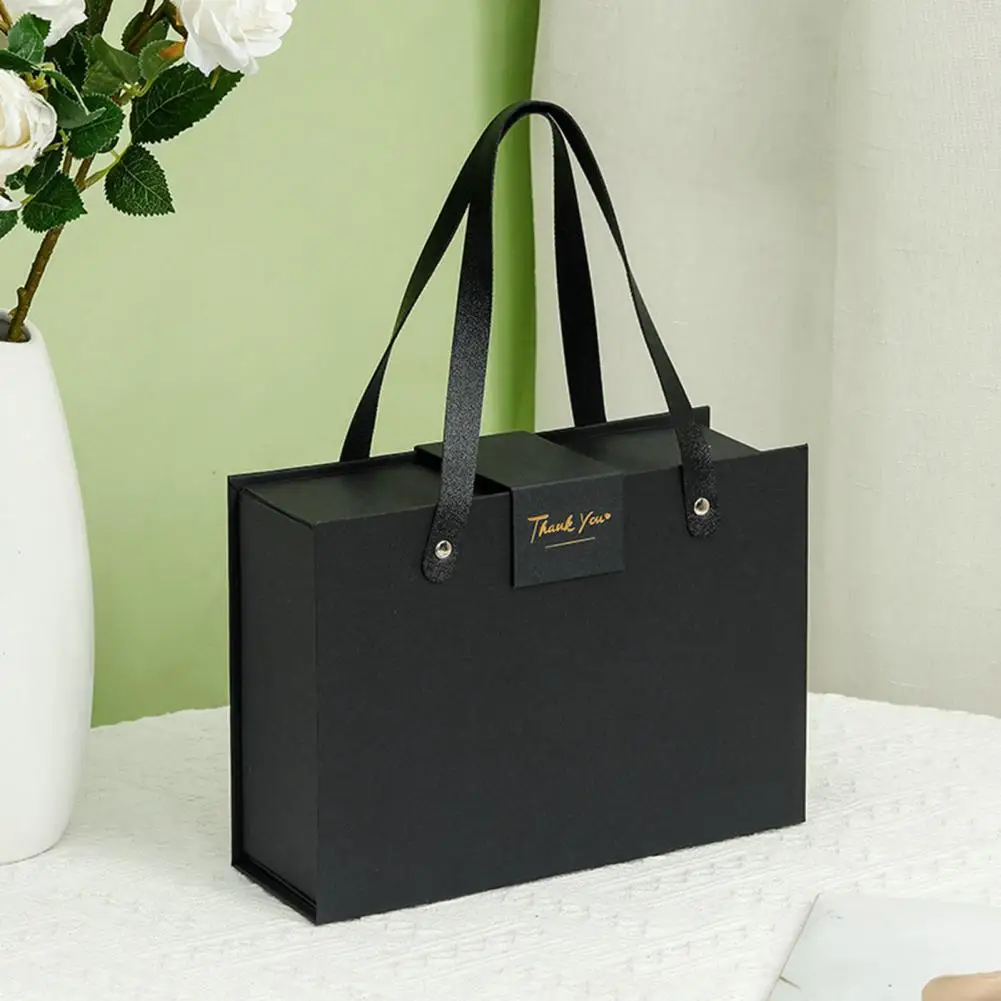 Flap Folding Gift Box with Hidden Magnetic Closure and Durable Handle – Rectangular han... - SKU FGB19472 - UGI Packaging