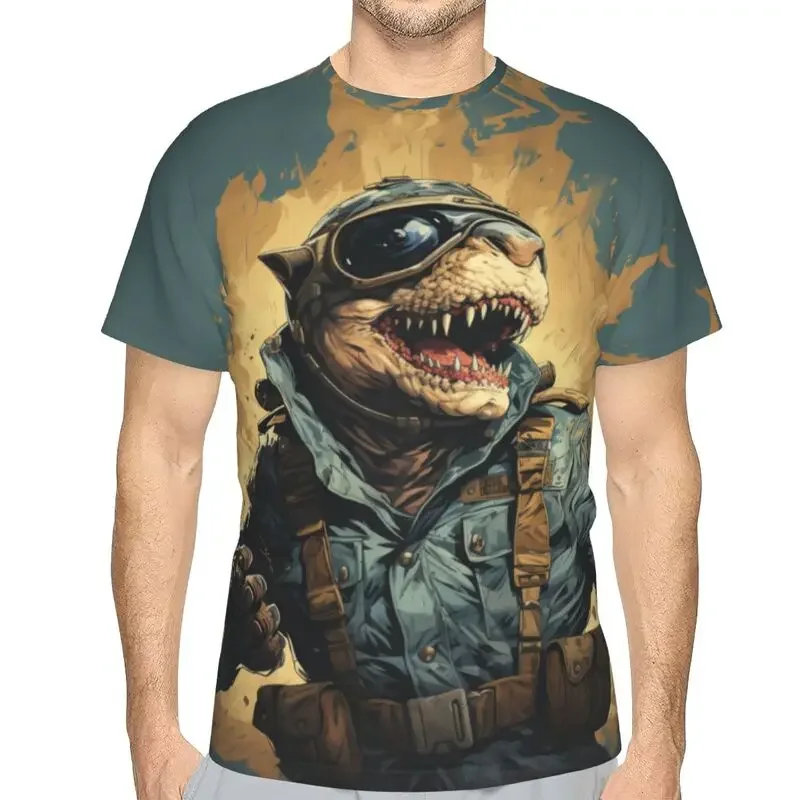 

Men's Fashion Casual Loose Trendy 3D Handsome Shark Man Printed T-shirt Cool and Breathable Short Sleeved Top Y2K