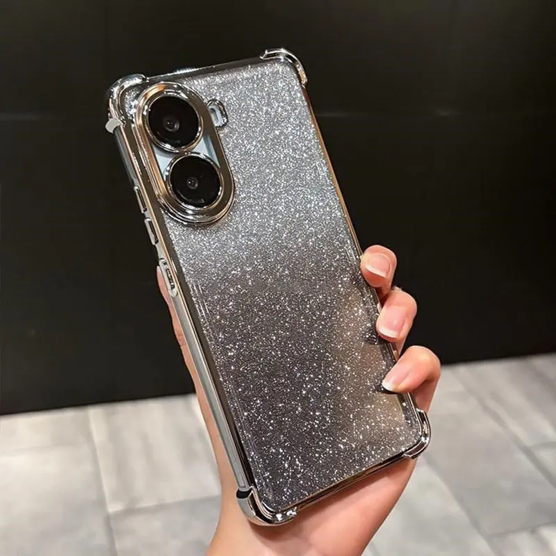 Luxury Glitter Silicone Shockproof Back Cover Case in Gold
