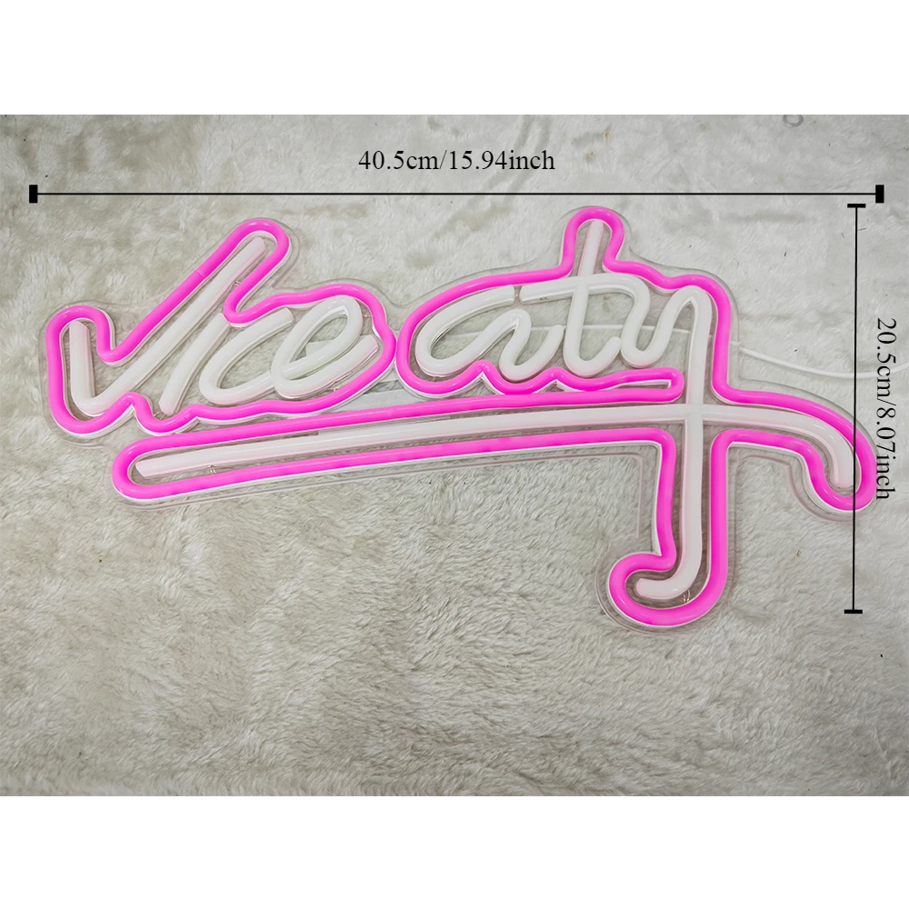 Neon Sign Vice City for Wall Decor USB Powered LED For Bedroom Game Room Bar Party Decor Man Cave Home Artwork Gifts