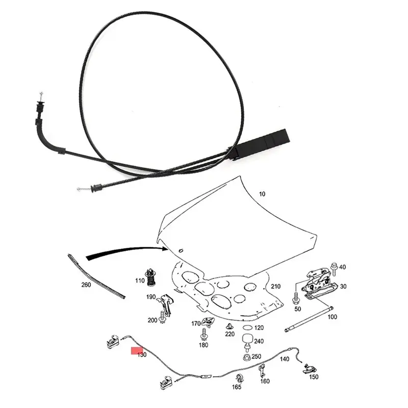 보닛 릴리스 케이블 카 프론트 엔진 후드 래치 잠금 장치 2048800459 메르세데스-벤츠 W204 C280 S204 C200 C250 C300용