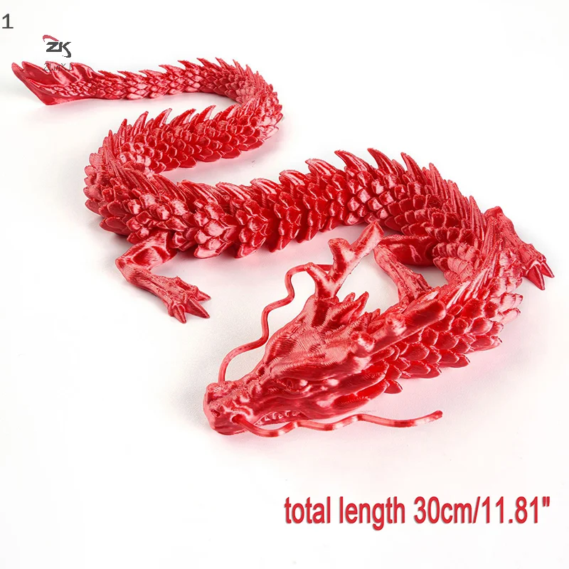 3D Printed Articulated Dragon Fish Tank Landscaping Chinese Long Flexible Ornament Toy Model Home Office Decoration Kids Gifts