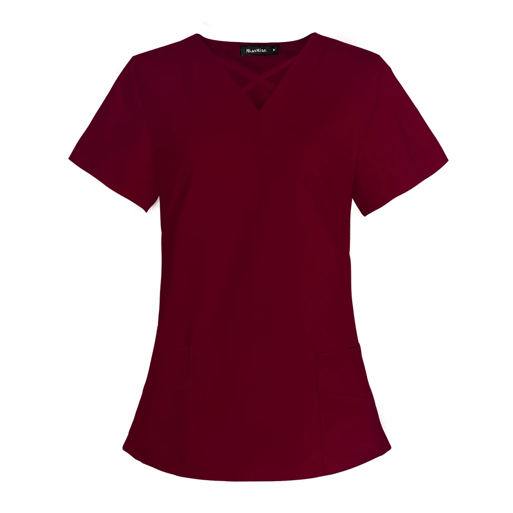 Mens Scrub Nurse Uniform Scrubs Shirt Short Sleeve Working Clothes Nurse Uniform Blouse Medical Uniformes Top Accessories