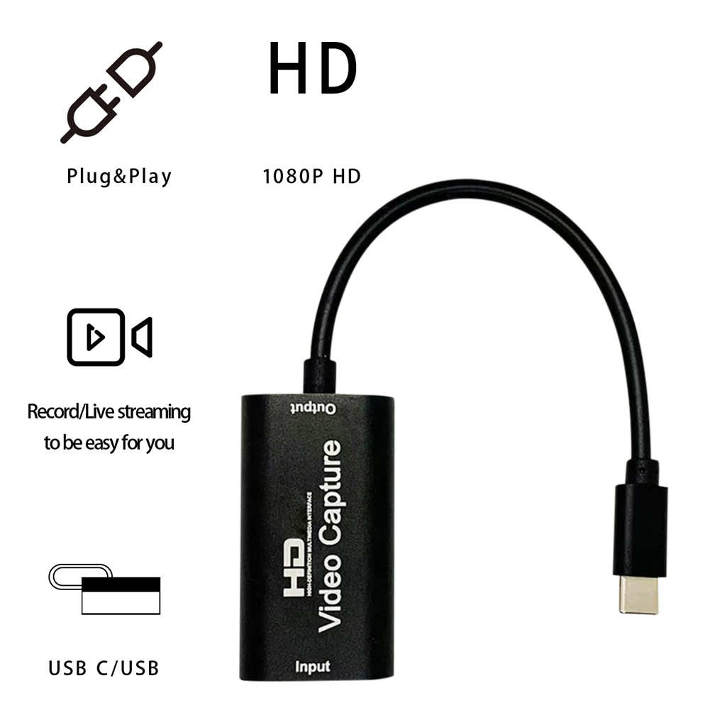 Tarjeta de captura de video, HDMI a USB/Micro USB/Tipo-C Tarjeta de captura  de juegos 1080P Grabar a través de DSLR Camcorder Action Cam