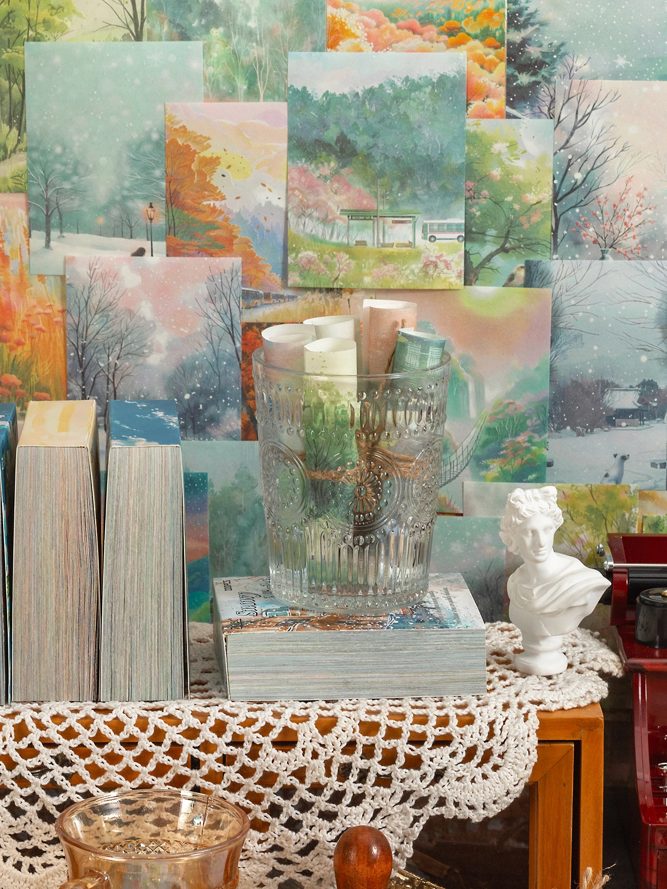 200 Blatt pro Buch mit Blumen- und Landschaftsmusterpapier, verschiedene Themen verfügbar, DIY Notizbuch- und Album-Dekorationsmaterialien – Detail 8