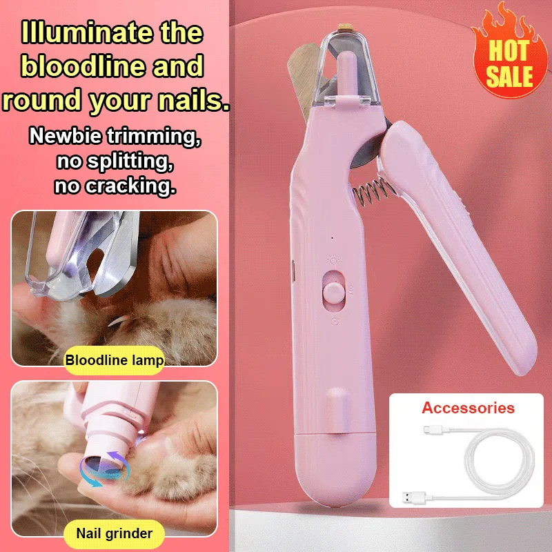 Pet Visual Nail Trimmer Pet Anti Splash Nail Clipper with LED Light Cat and Dog Clipper Cutter with Safety Lock