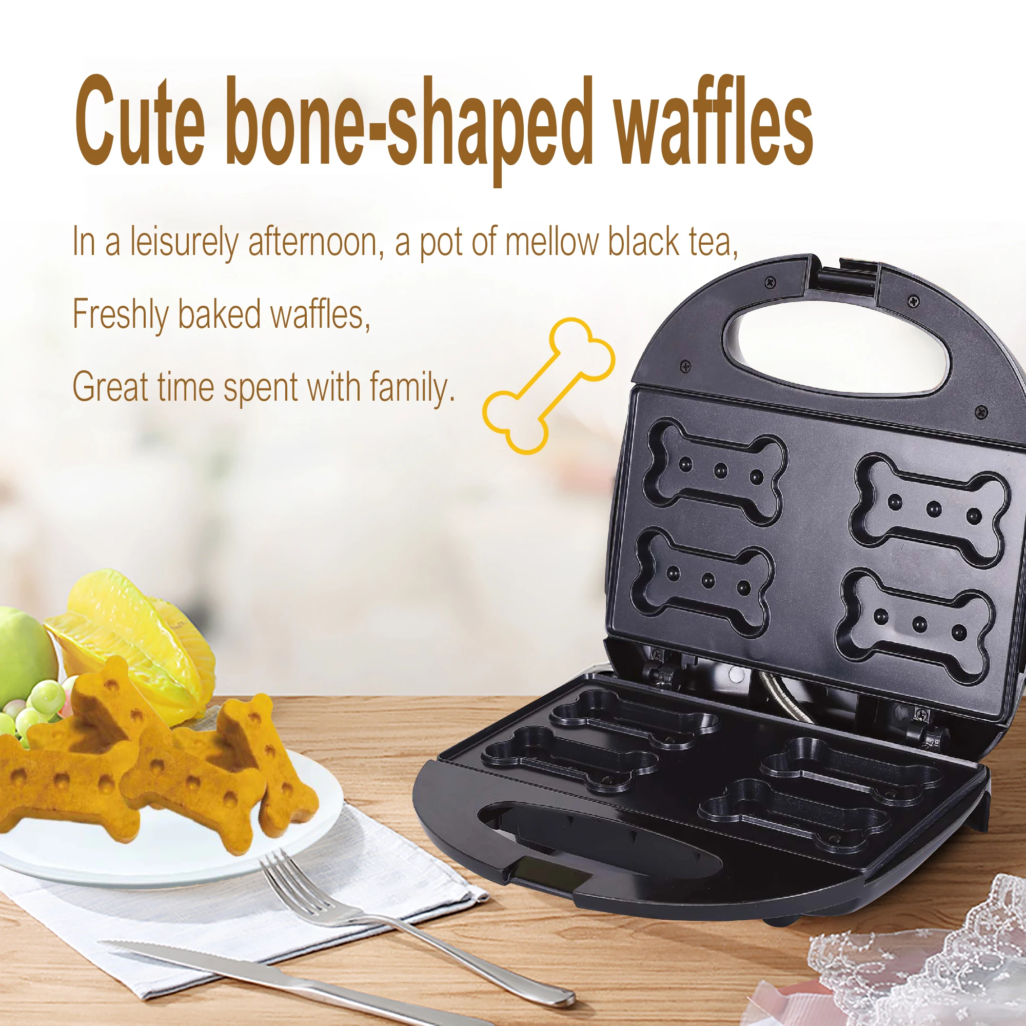 Electric Waffles Maker Bone Plate Sandwich Maker Machine Bubble