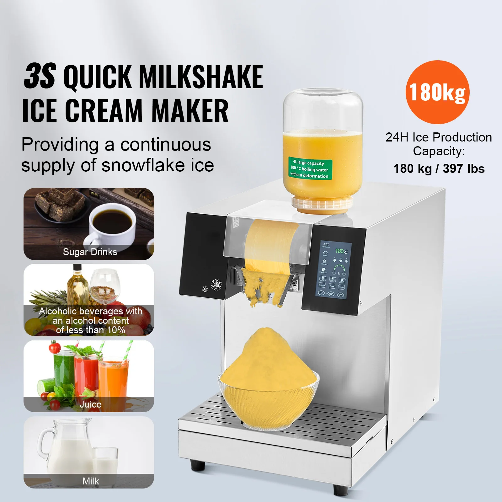 Stainless Steel Commercial Snowflake Ice Machine for Tea Shops and Cafes