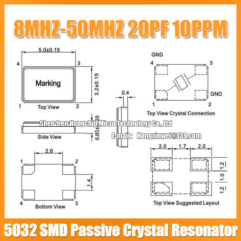 10PCS 5032 13.560MHZ Passive Crystal Resonator 13.56M SMD-4 5.0*3.2mm 4P Industrial Grade Resonator 20PF 10PPM