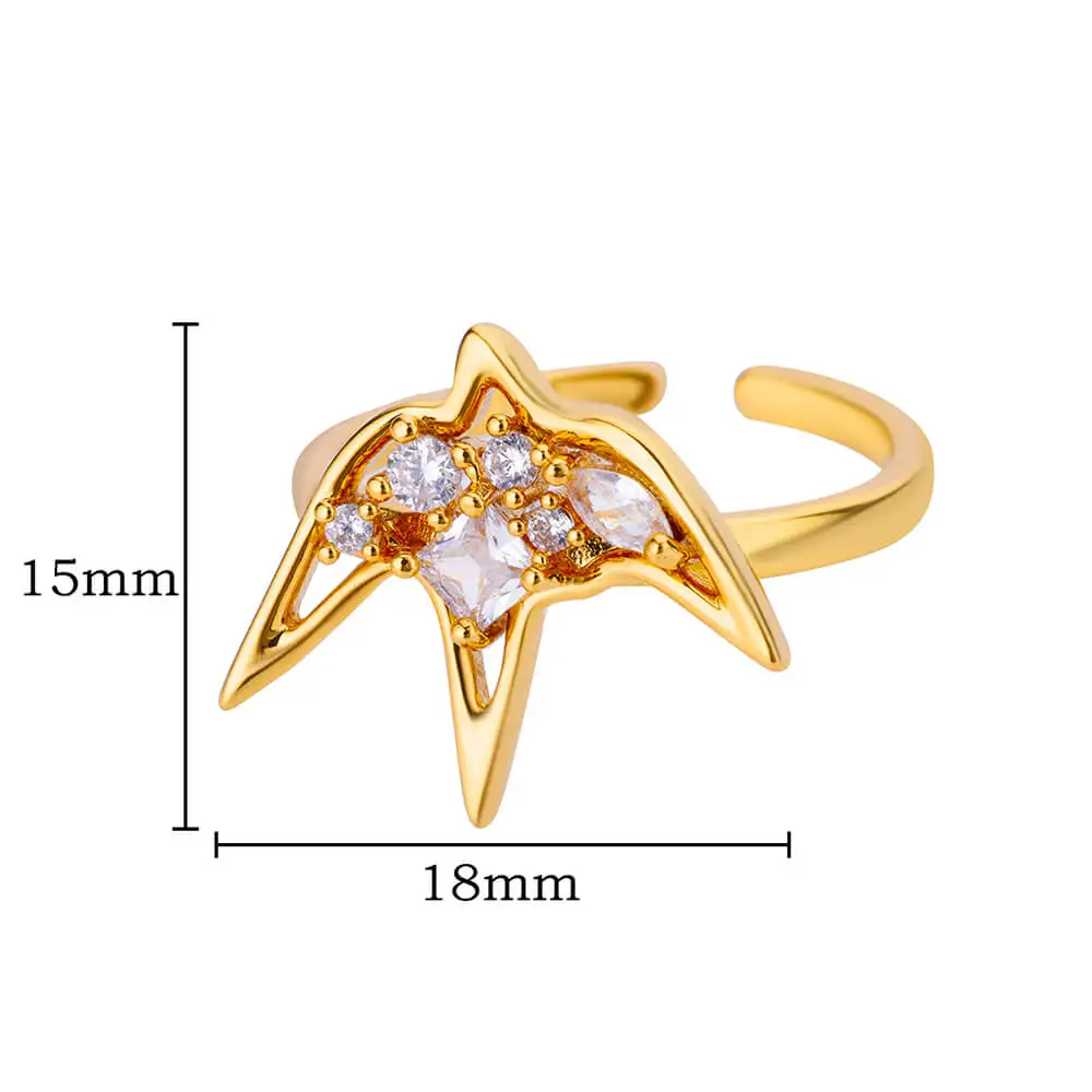 Geometric Zircon Swallow Ring for Women
