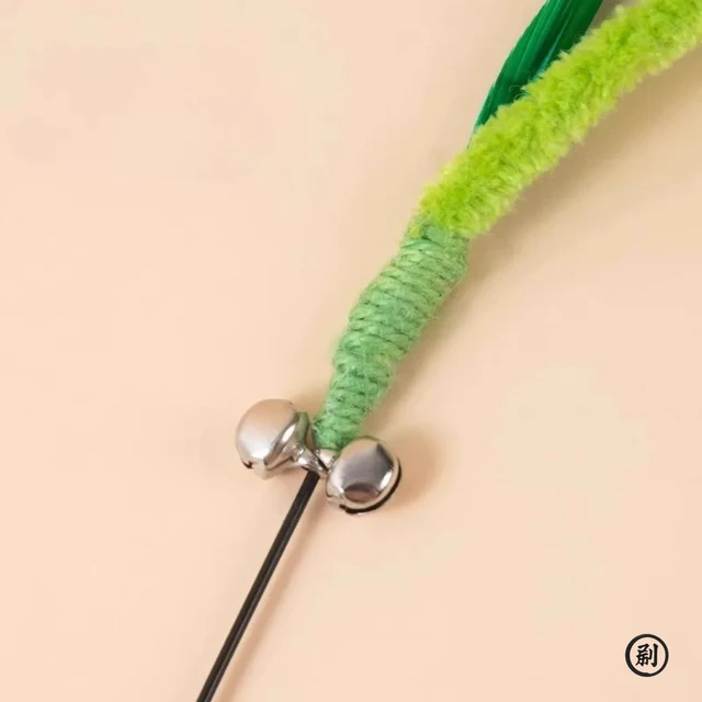 Cat Interactive Toy Tail Grass Cats Sage Feather Toy Long Pole Kitten Teasing Stick Bite Resistant Sound Toy Cat Supplies 4