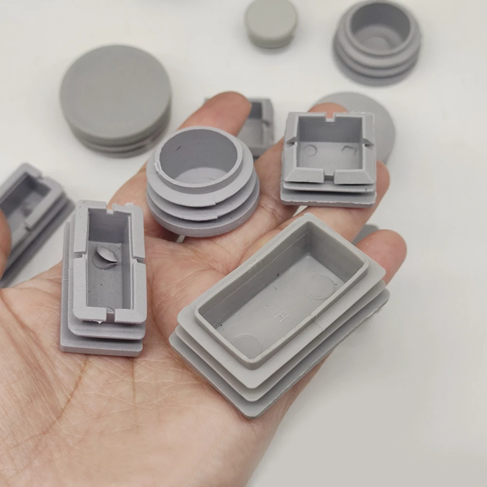 2/4/10pcs Grey Round/Square Plastic Blanking End Caps Chair Legs Tube Pipe Inserts Plug Bung Dust Cover Furniture Accessories pipe end cap silicone rubber caps rubber caps silicone rubber plugs floor protector caps