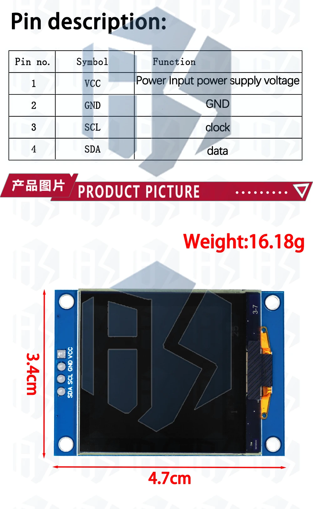 ALLE NEUE 1,5 Zoll 128x128 OLED Shield Screen Modul Hochwertiges Produkt Für Raspberry Pi Für STM32 Für Arduino – Detail 3