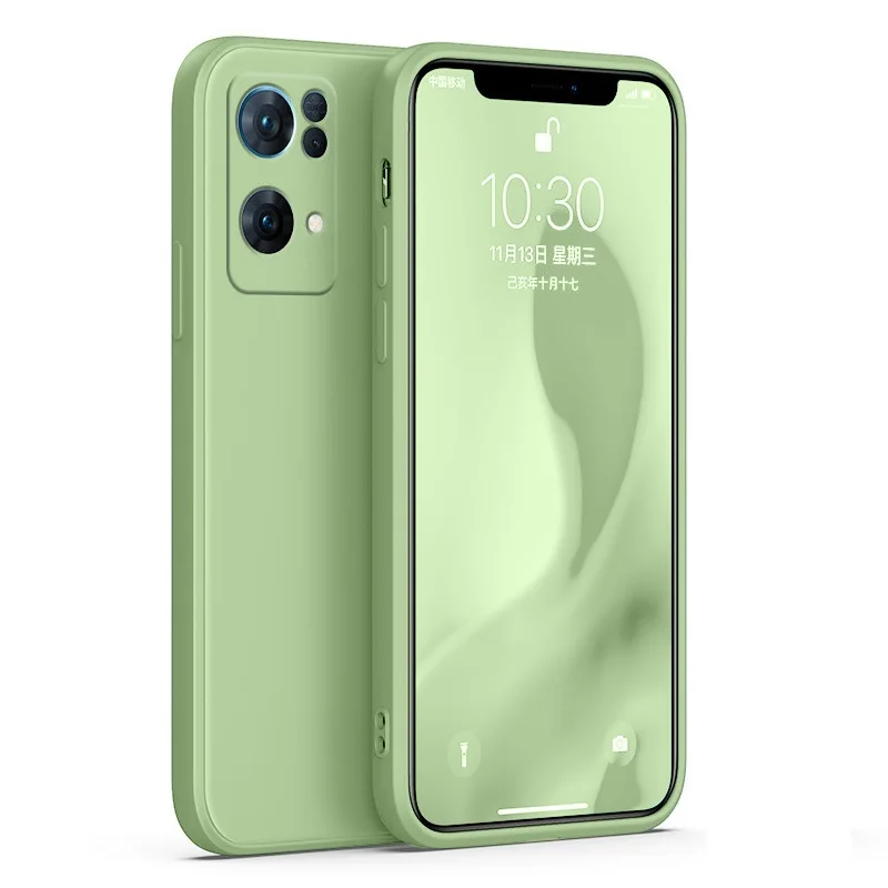 Für OPPO Reno7 Pro 5G SE, einfarbig, gerade Kante, flüssiges Silikon, feines Loch, All-Inclusive-Objektivschutz, Co_voghion.com