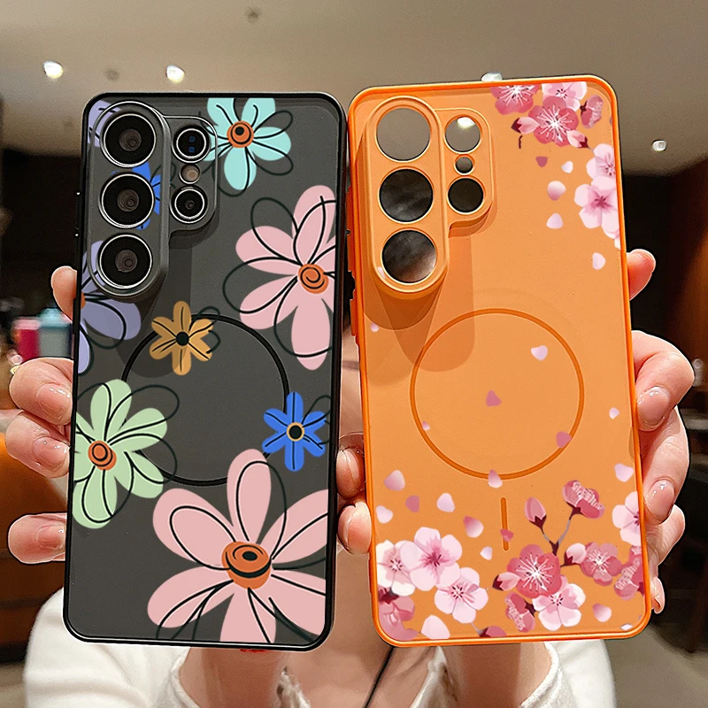Little Flower Print Magnetic Phone Case - Stylish and Durable Hard Cover