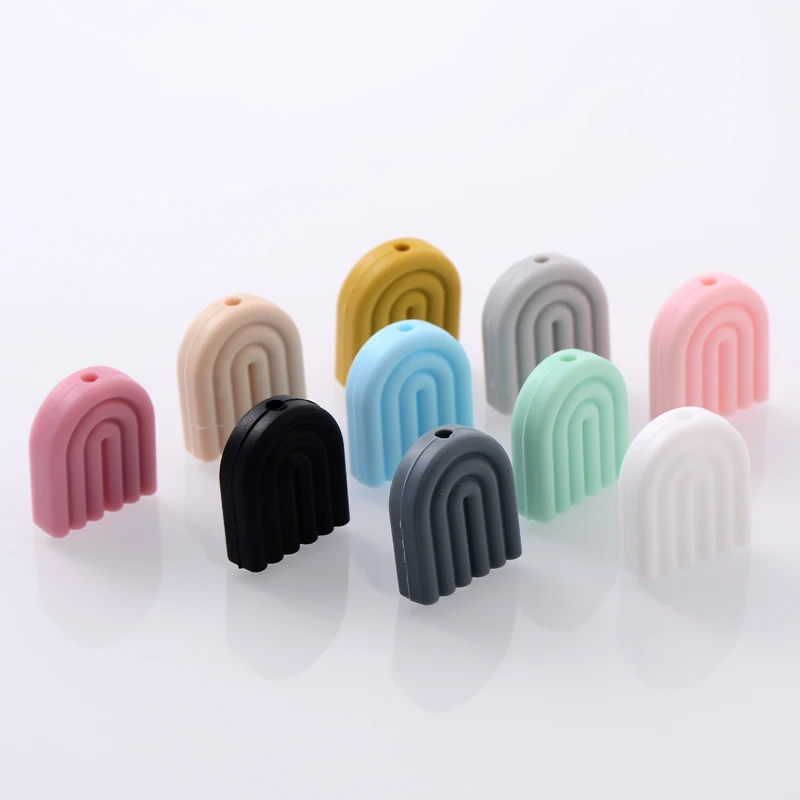 10Pcs Silicone Beads Rainbow Food Grade Teether Beads For Jewelry Making DIY Necklace Pacifier Chain Accessories silicone beads silicone teething beads silicone teether