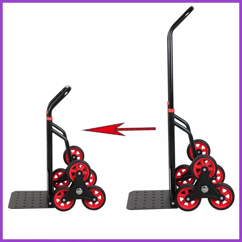 Climbing trailer, six-wheel load climbing car, household light folding handcart, carrying and pulling goods, climbing stairs art