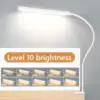 A LED Desk lamp with Clamp, Eye-Caring Clip on Lights for Home Office, 3 Modes 10 Brightness, Long Flexible Gooseneck,Metal 2