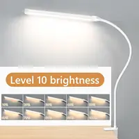 A LED Desk lamp with Clamp, Eye-Caring Clip on Lights for Home Office, 3 Modes 10 Brightness, Long Flexible Gooseneck,Metal 2