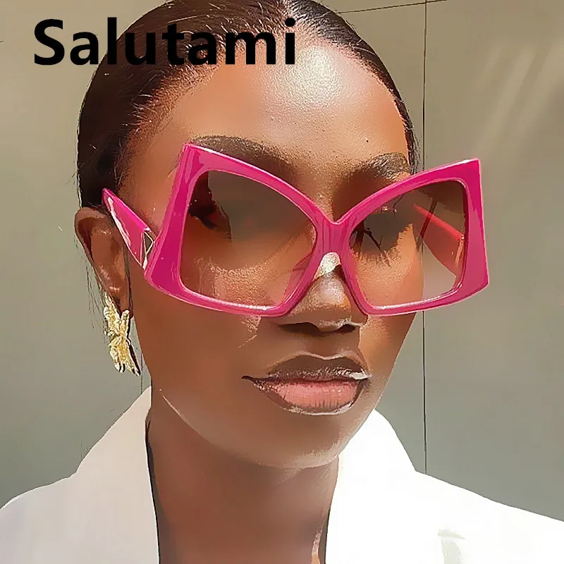 Unique Oversized Bow Cat Eye Zebra Sunglasses For Women New Fashion Brand Green Orange Print Sun Glasses Female Gradient_voghion.com