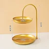 Double Layer Fruit Storage Tray Candy Snack Organizer Plate Nordic Family Party Dessert Rack Home Wedding Decoration 6