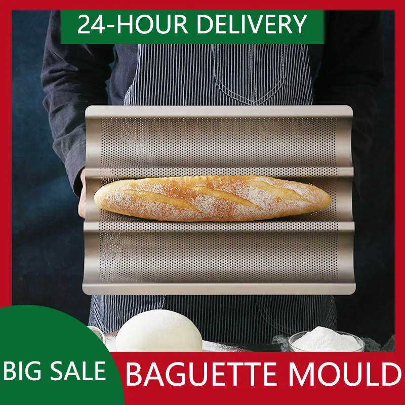 

2/4 Slot Cake Mold Baking Supplies Bread Pan Non-Stick Perforated Baguette Pan Loaf Bakeware Mould Baking Tray Kitchen Tools