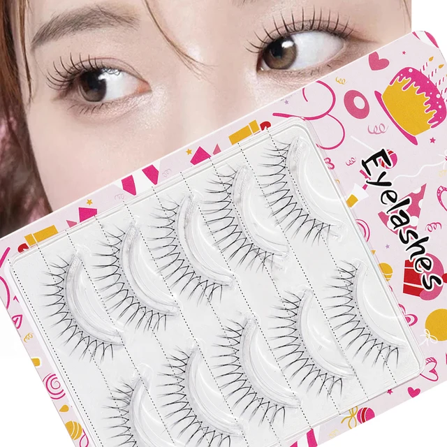 5 pairs of natural transparent stem eyelash fairy false eyelash hand rib hair U-shaped soft cartoon eye