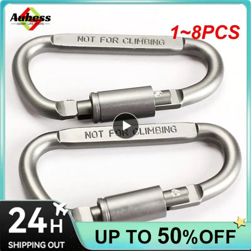 

1~8PCS Camping Climbing Equipment Aluminum alloy Survival D-ring Locking Carabiner Clip Set Screw Lock Hanging Hook Buckle