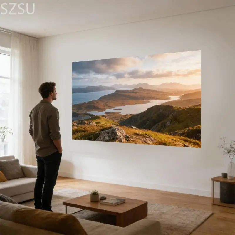 Lo schermo per proiettore antiriflesso in metallo SZSU Easy Mount migliora chiarezza per cinema - immagine 2