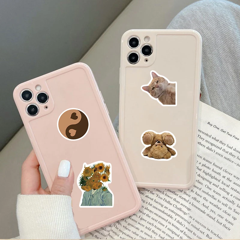 60PCS INS 미학 아트 브라운 스티커 빈티지 선물 DIY 어린이 노트북 수하물 오토바이 노트북 냉장고 데칼 장식
