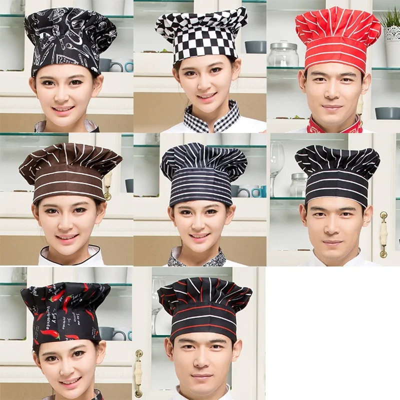 New Hotel Restaurant Ding Room Waiter Kitchen Chef a Tall Hat Adjustable Work Cap with Elastic
