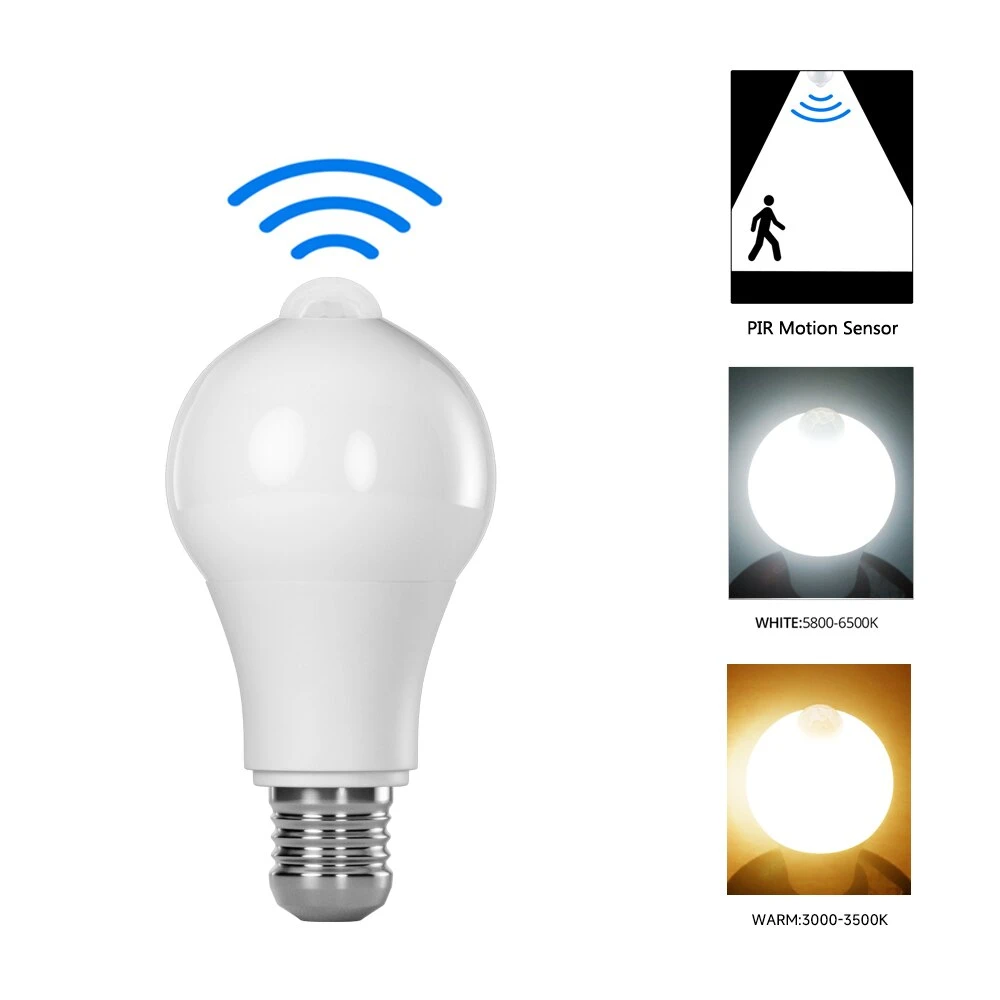 12w Motion Sensor Light Bulb Led E27 Ip42 Lighting Lamp Night - Led Bulbs & Tubes -