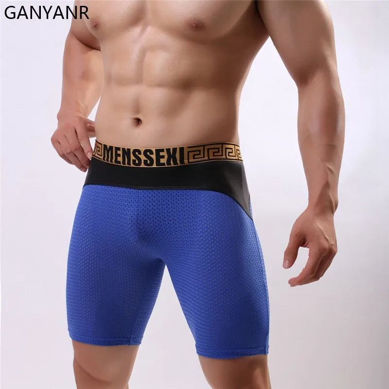 GANYANR Men Running Tights Compression Shorts Leggings Gym Sportswear Fitness Sport Basketball Sexy Yoga Training Workout Track