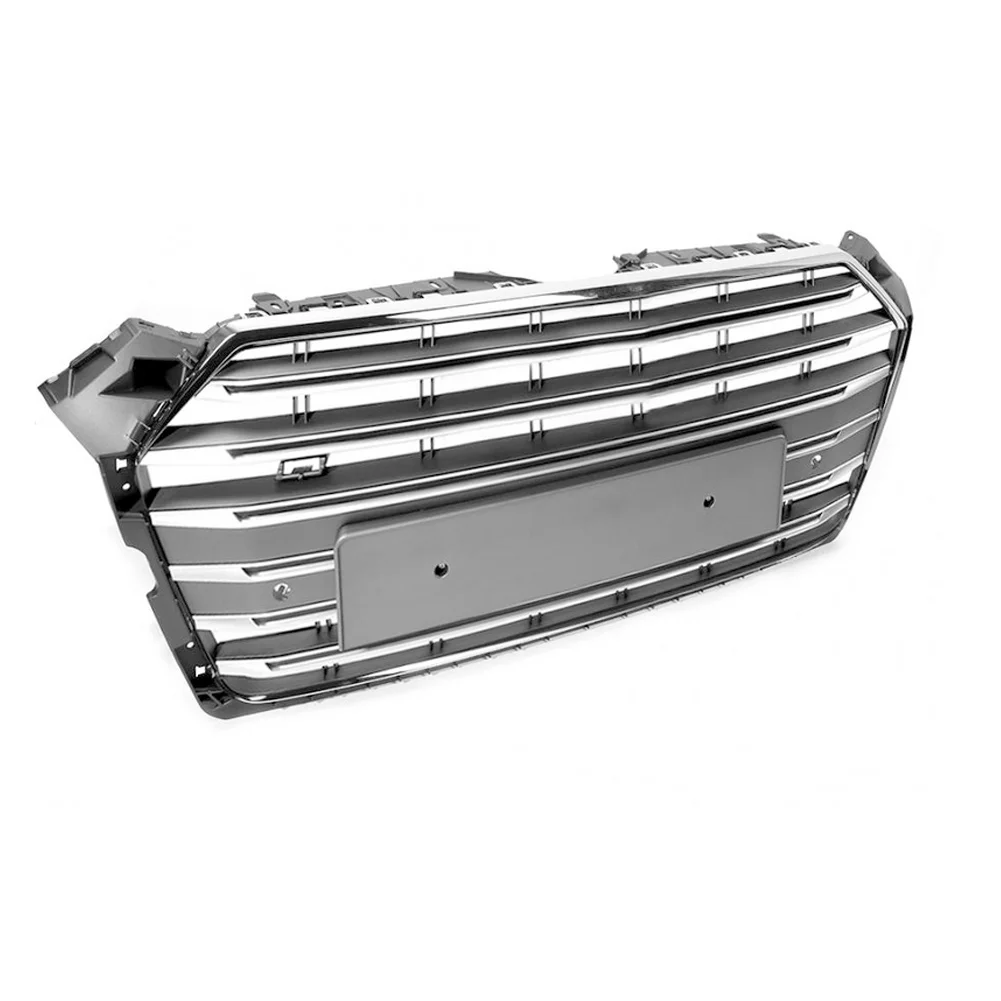 

W/LOGO For Audi A5/S5 B9 2017 2018 2019 Car Accessory Front Bumper Grille Centre Panel Styling Upper black Grill (For S 5 style)