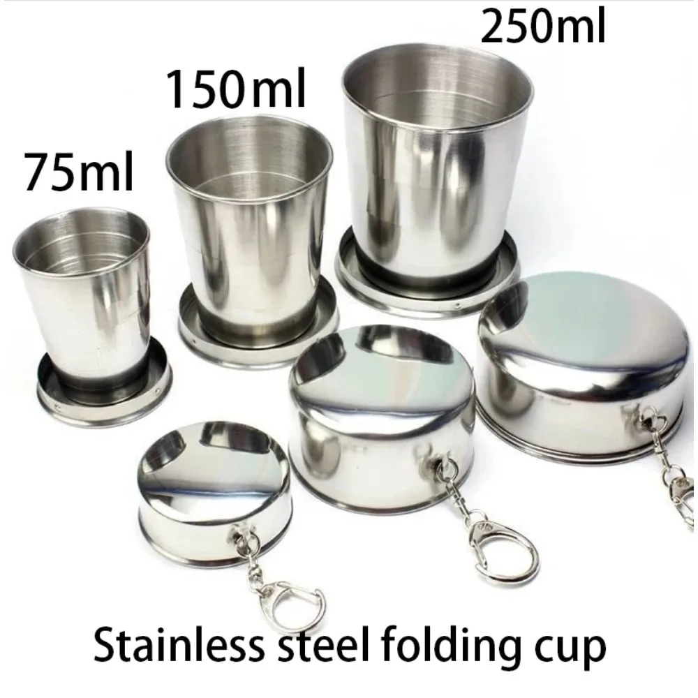 Stainless Steel Telescopic Folding Cup Portable Travel Wash Cup Outdoor Camping Mini Compressed Lightweight Durable Design