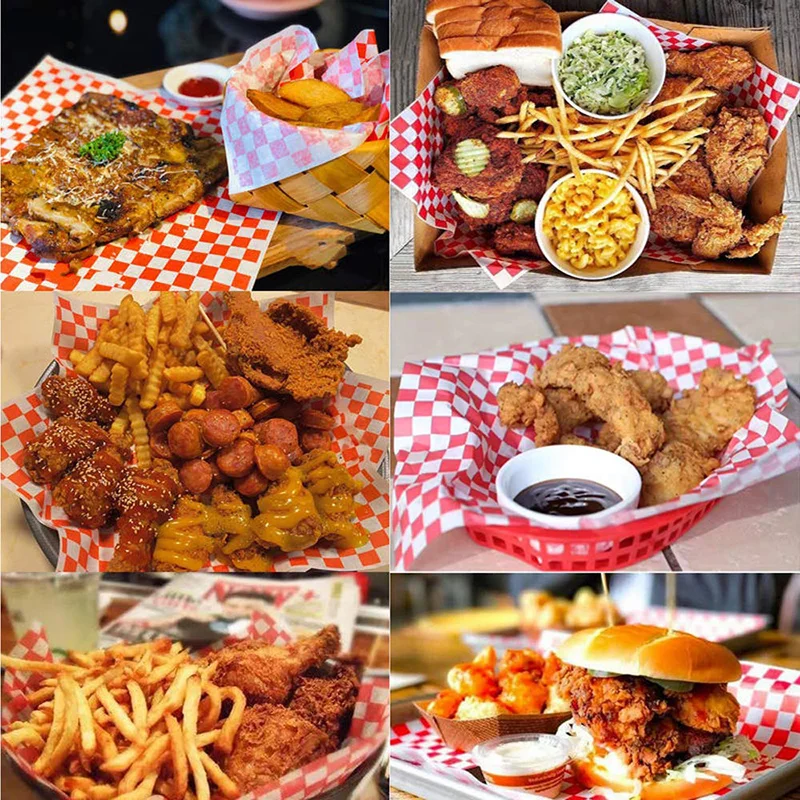 100 Pcs Food-Grade Greaseproof Wrapping Paper Sheets for Fast Food, Pizza, Burgers, and... - SKU FGWP1553 - UGI Packaging