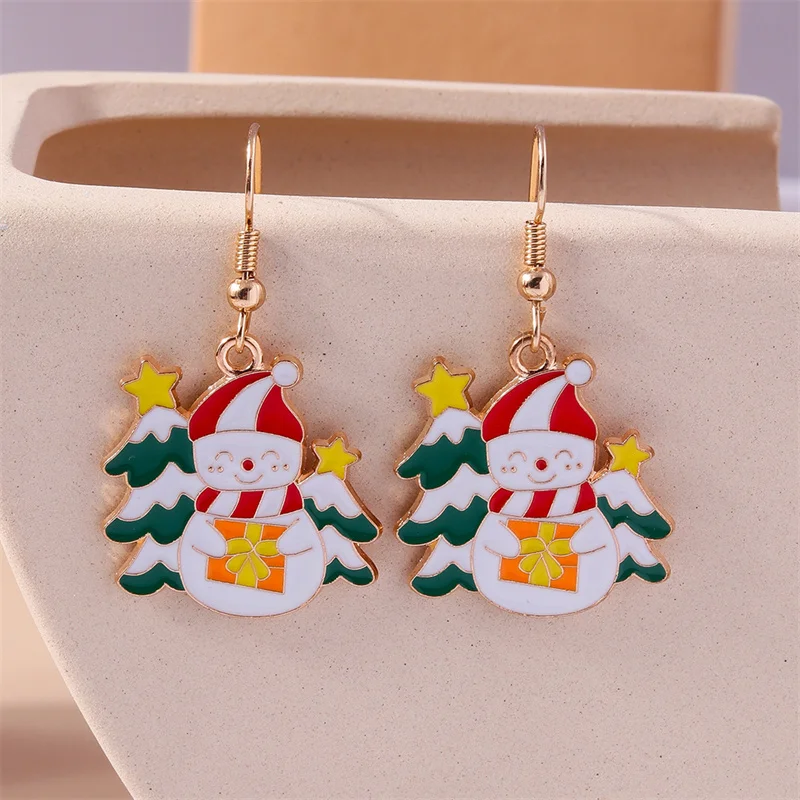 Leslie Neue Weihnachtsohrringe Weihnachtsbaum Weihnachtsmann Hirsch Glocke Schneemann Ohrringe Frohes Neues Jahr Schmuck Geschenke – Detail 14
