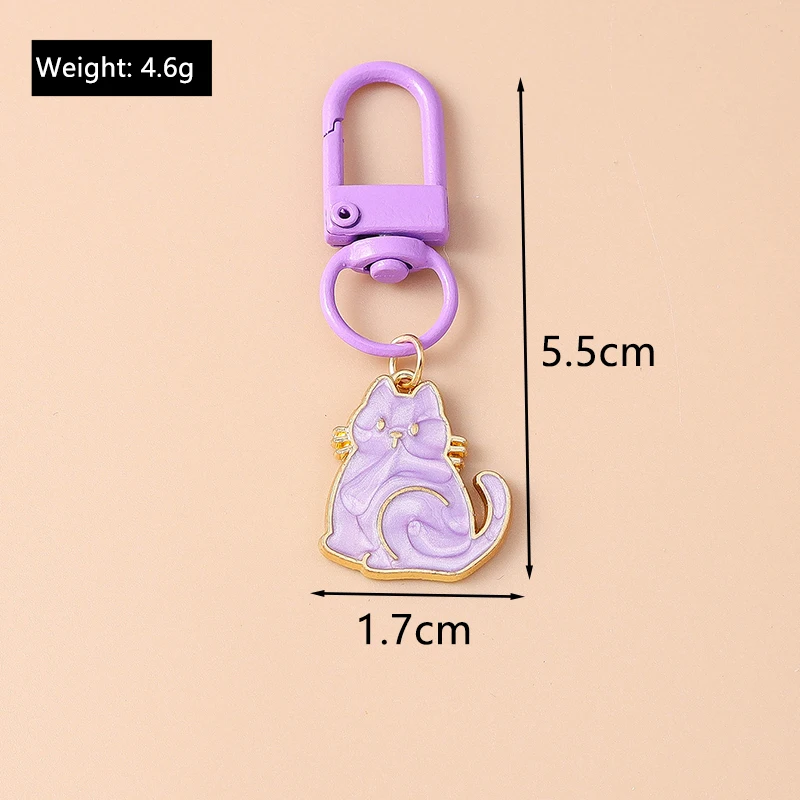 Schöne Emaille Cartoon Katze Schlüsselbund Tier Schlüssel Ring Anhänger für Frauen Mädchen Handtasche Dekor DIY Schmuck Zubehör Geschenke – Detail 14